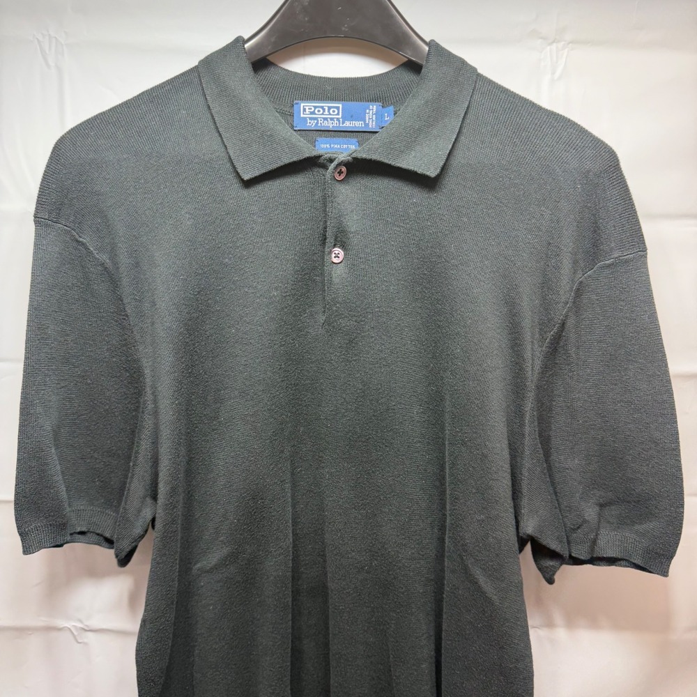 Polo Ralph Lauren Mens Black Pima Cotton Knit Short Sleeve Polo Shirt Large